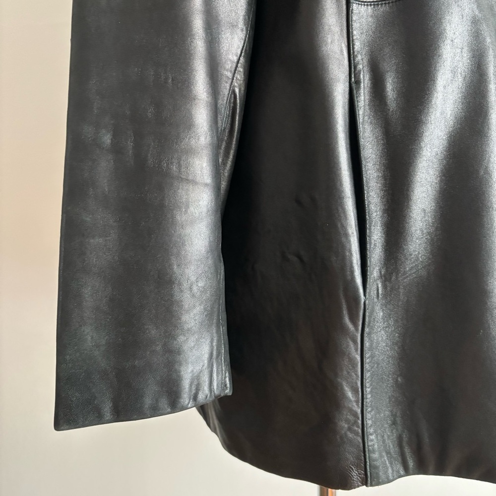 Danier Black Leather Button-Front Coat - Picture 4 of 16